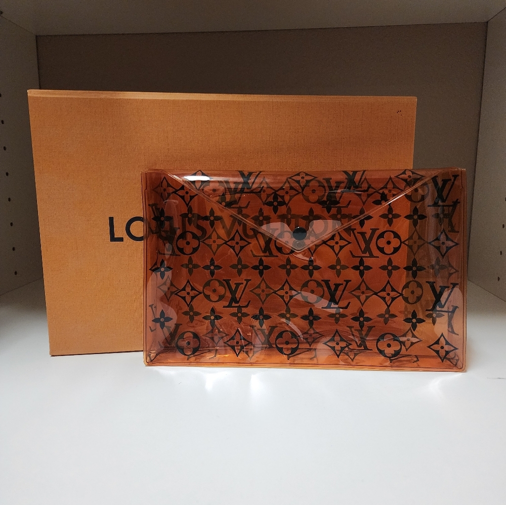 Authentic Louis Vuitton Monogram PVC envelope pouch with Box